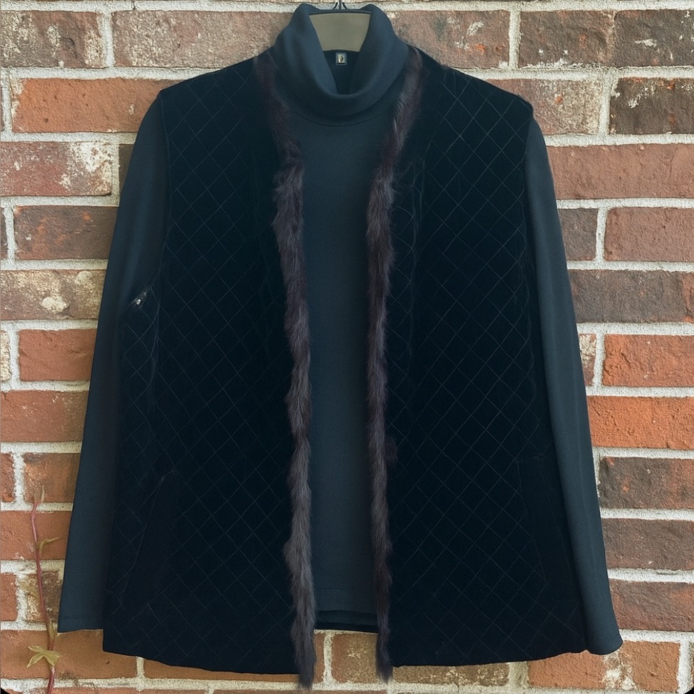 Chico’s Velvet Vest w/ Real Rabbit Fur & Touch of Silk – Boho Glam Vibes